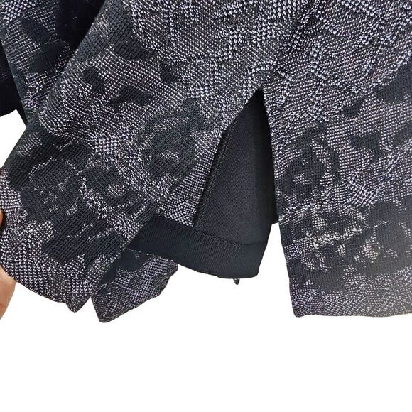Ming Wang Knit Cardigan Jacket 1X Black & Gray Metallic Topper Cocktail Office - Picture 6 of 11